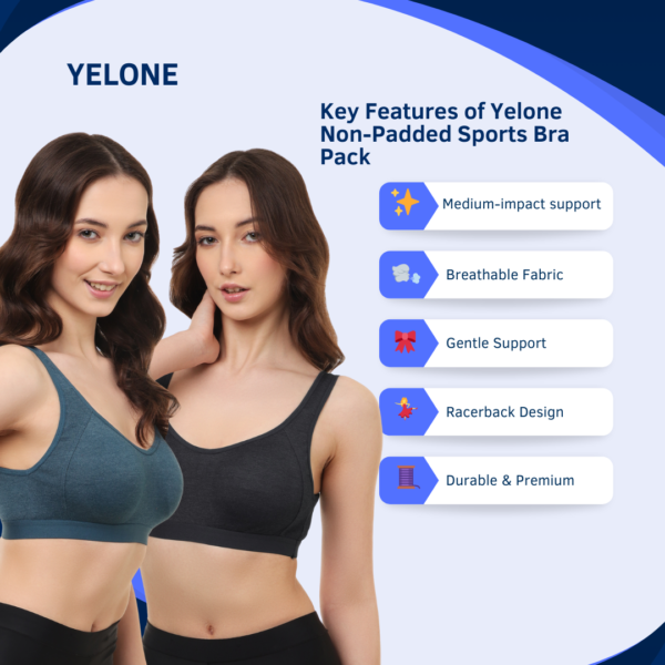 Non-Padded Sports Bra Pack of 2 – Premium Quality for Yoga & Gym - Image 3