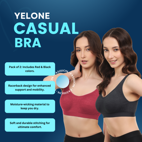 Non-Padded Sports Bra Pack of 2 – Premium Quality Activewear Red & Black - Image 3