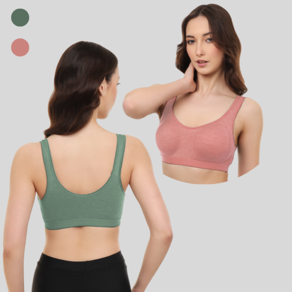 Non-Padded Sports Bra Pack of 2 Premium Quality Fabric for Gym, Yoga & Everyday Use - Image 3