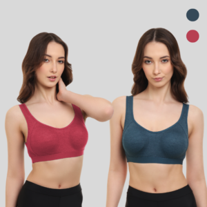 Non-Padded Sports Bra Pack of 2  Red & Navy Blue | Premium Fabric, Maximum Comfort