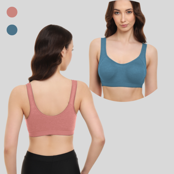 Non-Padded Sports Bra Pack of 2 Maximum Comfort & Support for Gym, Yoga & Daily Wear - Image 2