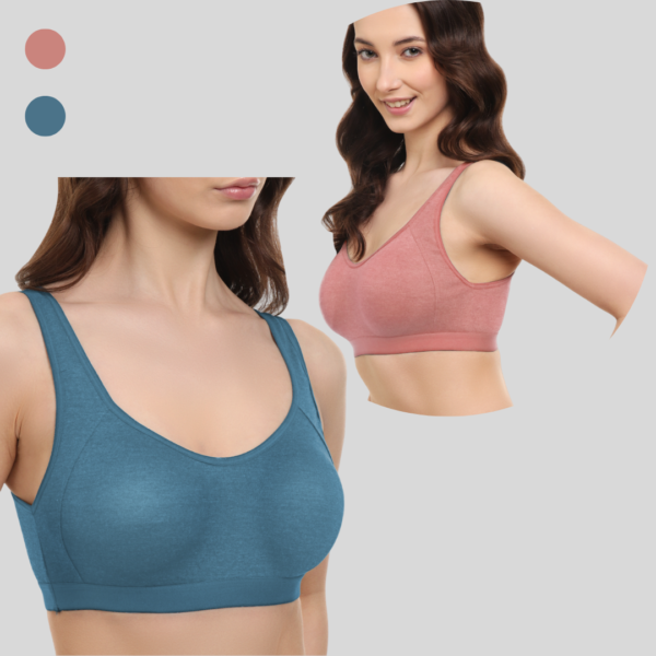 Non-Padded Sports Bra Pack of 2 Maximum Comfort & Support for Gym, Yoga & Daily Wear - Image 3